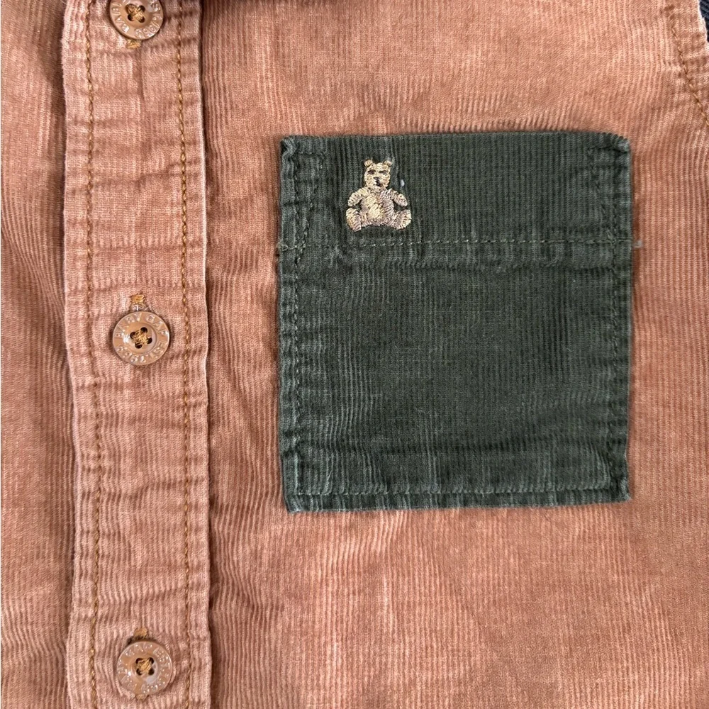 Baby Gap Colorblock L/S Corduroy Button-Up Collared Shirt Size 2T Holiday Brown